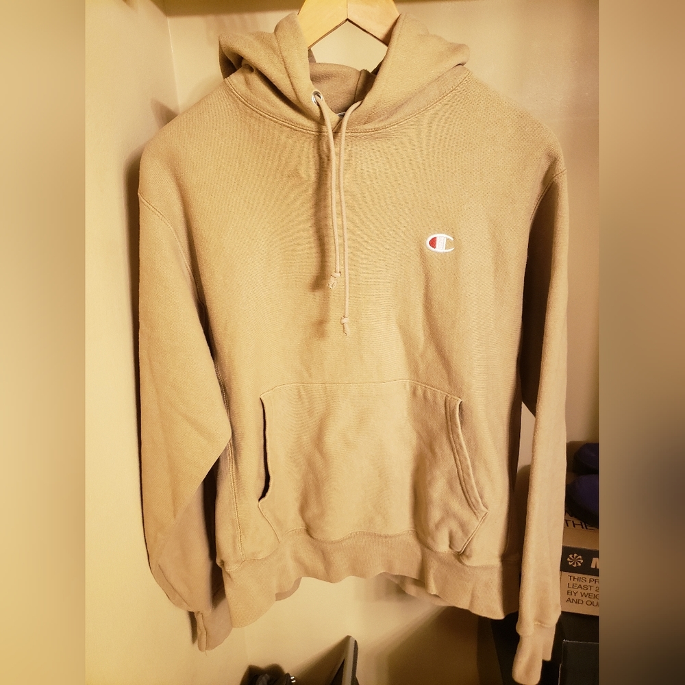 Mens Tan Champion Hoodie